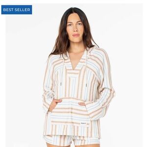 Roxy Beige and White Striped Hoodie